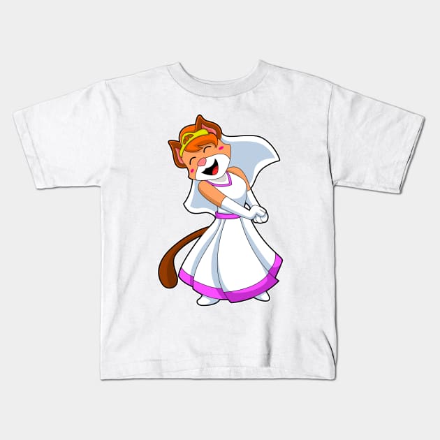 Cat as Bride with Wedding dress & Crown Kids T-Shirt by Markus Schnabel